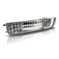 1 Satz (links, rechts) LED Blinkleuchten VW Golf III, Klarglas / Chrom mit Nebelscheinwerfer
