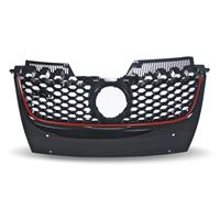 K�hlergrill JOM - Golf 5, im -GTI-Look-, mit Wabengitter, in Schwarz und Roter Umrandung
