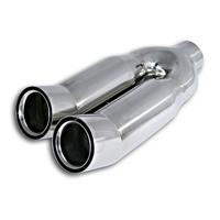 Embout d�chappement, double rond, relev�, adaptateur Y, 2x76mm, 310mm, connexion � 61, homologation CEE