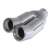 Embout d��chappement, double rond, relev�, adaptateur Y, 2x76mm, 280mm, connexion � 61, homologation CEE