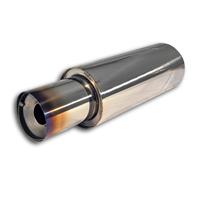 PowerFlow Edelstahl Schalld�mpfer, runder K�rper, Silencer wechselbar, 140 x 350, 529mm, Einla� 61mm, ohne T�V