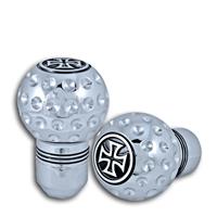 Schaltknauf, Golfball, universal, mit Iron Cross Emblem, Aluminium poliert