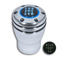 Pommeau, universel pour les v�hicules avec bague de marche arri�re, Opel, Saab, etc. alu poli, JOM GP-LuxShifter, �clairage bleu