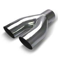 Embout d��chappement, double rond, biseaut�, adaptateur Y, 2x65mm, 240mm, diam�tre connexion 67mm, homologation CEE