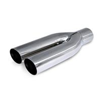 Embout d��chappement, double rond, biseaut�, adaptateur Y, 2x51mm, 310mm, diam�tre connexion 55mm, homologation CEE