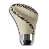 Pommeau, universel, simili cuir blanc et coutures noires, JOM Leatherline