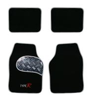 Fu�matten, Stoff, schwarz/ Kettlung grau, Riffelblech Look Beschlag auf der Fahrerseite u.Type R Logo, 4-teilig