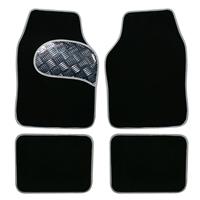 Fu�matten, Stoff, schwarz/ Kettlung grau, Riffelblech Look Beschlag auf der Fahrerseite, 4-teilig