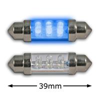 LED festoon bulbs, blue, 6 LED/1.8mm, 39mm, 0.48 W, DC12 V (2pc.)