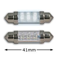 LED festoon bulbs, alb, 6 LED/1.8mm, 41 mm, 0.48 W, DC12 V (2pc.)