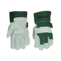 Montagehandschuhe, Dunlop, cowsplit-natural, gr�n, Leder