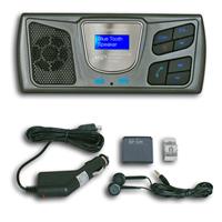 Dispositif mains-libres bluetooth pour le pare-soleil, �couteur et c�ble de chargement USB inclus, �cran LCD, transmetteur FM (MP3 Player), slot carte SD