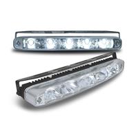 Daytime running light & position light, universal, E-marked, RL87, 12V, 5 power LED, sloped, clear/chrome
