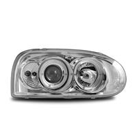 Scheinwerfer, AE-Design, VW Golf 3,  Xenon-Optik, 2 Standlichtringe, mit LWR, ohne Blinkleuchten, Klarglas / chrom