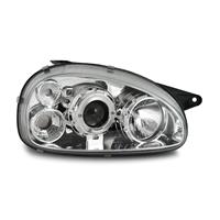 Scheinwerfer, AE-Design, Opel Corsa B Bj. 94-00, Xenon-Optik-Linse, 1 Standlichtring, inkl. Blinker, Vorbereitung f�r elek. LWR, Klarglas / chrom