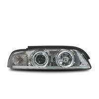 Headlights, AE design, BMW E39 95-03, xenon-look lense, 2 position-light rings, built-in indicator, levelling control with motor, clear/chrome