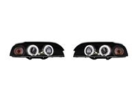 Scheinwerfer, AE-Design, BMW E39 Bj. 95-03, Xenon-Optik-Linse, 2 Standlichtringe, inkl. Blinker, mit Motor f�r LWR, Klarglas / schwarz