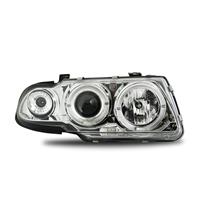 Scheinwerfer, AE-Design, Opel Astra F Bj. 95-97, Xenon-Optik-Linse, 2 Standlichtringe, inkl. Blinker, Klarglas / chrom