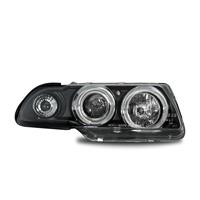 Scheinwerfer, AE-Design, Opel Astra F Bj. 95-97, Xenon-Optik-Linse, 2 Standlichtringe, inkl. Blinker, Klarglas / schwarz