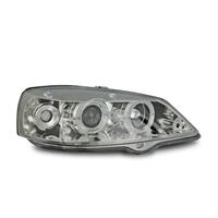 Scheinwerfer, AE-Design, Opel Astra G Bj. 98-03, Xenon-Optik-Linse, 2 Standlichtringe, inkl. Blinker, mit LWR, Klarglas / chrom