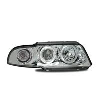 1 Satz (links, rechts)  AE Hauptscheinwerfer Audi A4 95-98, Klarglas/Chrom, Projektorlinse , 2  Halogen Ringe, inklusive Blinker, mit LWR