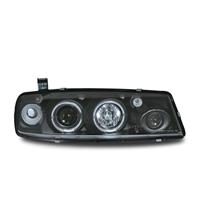 Scheinwerfer, AE-Design, Opel Calibra Bj. 90-, Xenon-Optik-Linse, 2 Standlichtringe, mit Nebelleuchte, inkl. Blinker, Vorbereitung f�r elek. LWR, Klarglas / schwarz