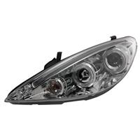 Headlights, Peugeot 307, 01-04.05, xenon-look lense, 2 position-light rings, built-in indicator, clear/chrome