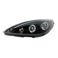 Headlights, AE design, Peugeot 307 01-04.05, xenon-look lense, 2 position-light rings, built-in indicator, clear/black
