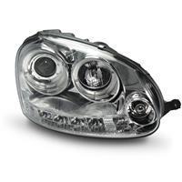 Scheinwerfer, AE-Design, VW Golf 5 Bj. 03- (nicht GTI), Xenon-Optik-Linse, Zusatzbeleuchtung: 2 Standlichtringe + 4 LED, inkl. Blinker, Motor f�r elek. LWR, Klarglas / chrom