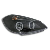 Phares avant, design AE, Renault Clio  09.05-, 3/5 portes, aspect x�non, 2 veilleuses circulaires, clignotant int�gr�, r�glage �lectrique, face lisse/fond noir