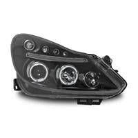 Scheinwerfer, AE-Desig, Opel Corsa D Bj. 06-, Xenon-Optik-Linse, mit elek. LWR, inklusive Blinker, Zusatzbeleuchtung wahlweise anschlie�bar, Klarglas/schwarz