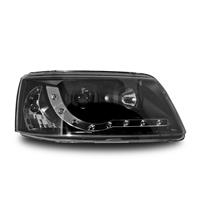 Headlights, DRL design, VW T5  03-, xenon-look lense, built-in indicator, clear/black
