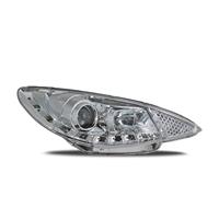 Scheinwerfer, Tagfahrlicht Design, Peugeot 206 (S16/CC) Bj. 98-02/03-, Xenon-Optik-Linse, inkl. Blinker, Vorbereitung f�r elek. LWR, 3 Anschl�sse, Klarglas / chrom
