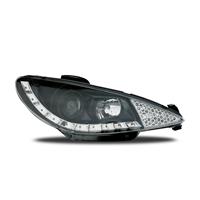 Scheinwerfer, Tagfahrlicht Design, Peugeot 206 (S16/CC) 98-02/03-, Xenon-Optik-Linse, inkl. Blinker, LWR, Klarglas/schwarz