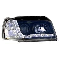 Phares avant, Renault Clio 92-97, design feux diurnes, aspect x�non, clignotants inclus, face lisse/fond noir