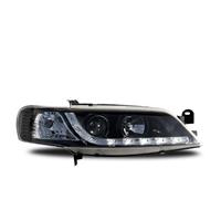 Headlights, DRL design, Opel Vectra B 99-02, xenon-look lense, built-indicator, levelling control, clear/black