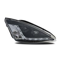 Scheinwerfer, Tagfahrlicht Design, Ford Focus Bj. 98-00, Xenon-Optik-Linse, Blinker in der Sto�stange (Fassung / Stecker vom orig. Blinker verwenden), mit LWR, Klarglas / schwarz