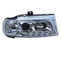 Scheinwerfer, Tagfahrlicht Design, Seat Ibiza Bj. 95-, Xenon-Optik-Linse, inkl. Blinker, Klarglas / chrom