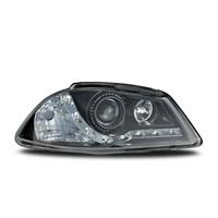 Scheinwerfer, Tagfahrlicht Design, Seat Ibiza Bj. 03-08, Xenon-Optik-Linse, inkl. Blinker, Vorbereitung f�r elek. LWR. Klarglas / schwarz