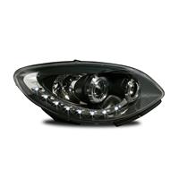 Headlights, DRL design, Renault Twingo 07-, xenon-look lense, built-in indicator, levelling control, clear/black
