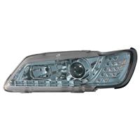 Scheinwerfer, Tagfahrlicht Design, Peugeot 306 Bj. 93-96, Xenon-Optik-Linse, inkl. Blinker, Vorbereitung f�r elek. LWR, Klarglas / chrom