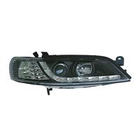 1 Satz (links, rechts) Hauptscheinwerfer Opel Vectra  96-02, in Tagfahrtlicht Design, Klarglas / Schwarz, LWR, inklusive LED Blinkleuchten