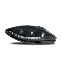 Scheinwerfer, Tagfahrlicht Design, Seat Leon (1P) Bj.09.05-, Xenon-Optik-Linse, inkl. Blinker, Vorbereitung f�r elek. LWR, Klarglas / schwarz