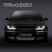 Scheinwerfer VW Golf 3 92-97, Tagfahrlicht Design, Klarglas/schwarz, Projekt., mit LWR
