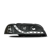 Scheinwerfer, Tagfahrlicht Design, Volvo S40 Bj. 95-04, Xenon-Optik-Linse, inkl. Blinker, elek. LWR, Klarglas / schwarz