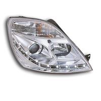 Ford Fiesta Scheinwerfer 1 Satz (rechts/links) Bj. 11.01-07, Tagfahrlicht Design, Klarglas/Chrom, Xenon-Optik-Linse, inklusive  Blinker, mit Motor f�r LWR