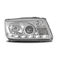 Scheinwerfer, Tagfahrlicht Design, VW Bora Bj.99-,  Xenon-Optik-Linse, Nebelscheinwerfer, inkl. Blinker, mit LWR, Klarglas/chrom