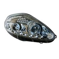 Scheinwerfersatz Fiat Punto 05-09, Tagfahrlicht Design, Klarglas/chrom, Projekt.,  inkls. LED Blinker, mit Motor