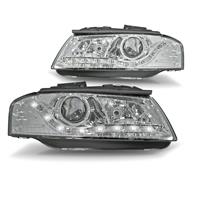 Phares avant, Audi A3 (8P) 5.03-6.08, A3 Sportback 9.04-06.08, design feux diurnes, aspect x�non, avec moteur du correcteur de port�e lumineuse, face lisse/fond chrome