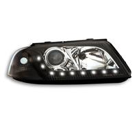 Scheinwerfer, Tagfahrlicht Design, Passat (3BG) Bj. 00-04, Xenon-Optik-Linse, inkl. Blinker, mit LWR, Klarglas/schwarz